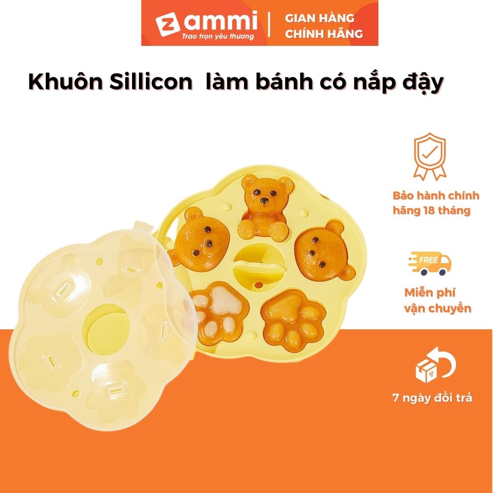 Khuôn Silicon Tròn Làm Bánh Flan, Thạch Pudding, Khuôn Hấp Bánh, Nướng Bánh Có Nắp Đậy Zammi Phân Phối Chính Hãng