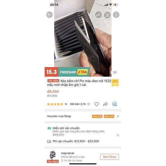 1 hộp 12 kéo bấm chỉ đen mã 1522