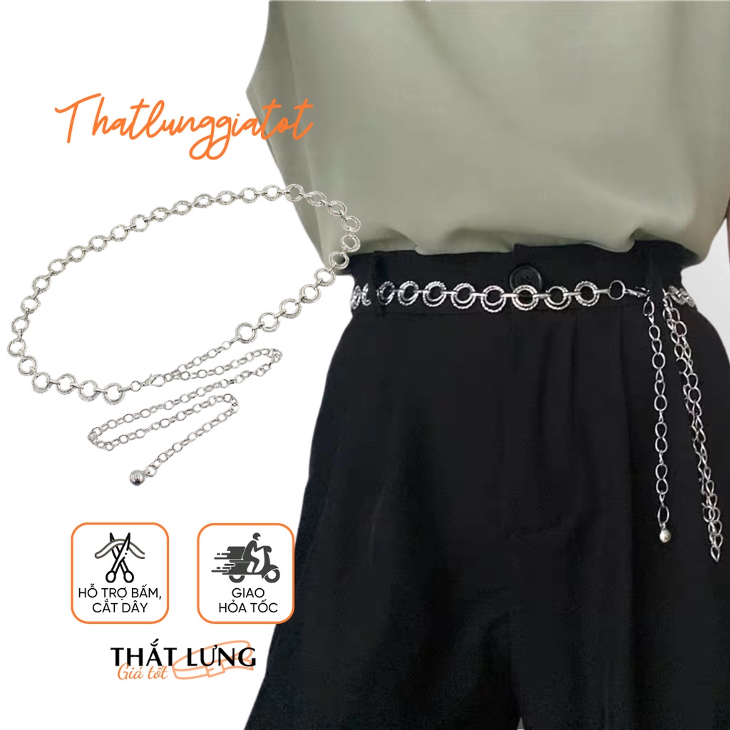 Thắt lưng xích tròn cho nữ màu vàng và bạc phong cách Hàn Quốc phối đầm DV501 - Thắt Lưng Giá Tốt