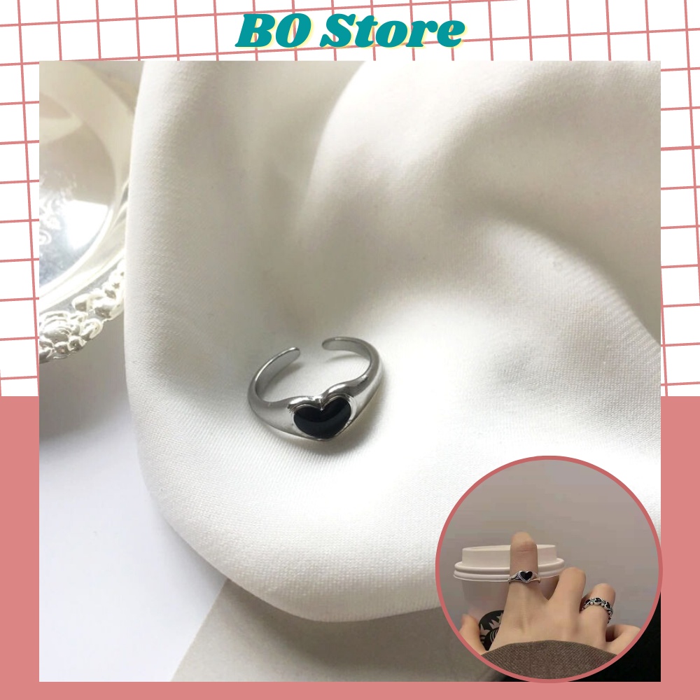 Nhẫn Đeo Tay Mạ Bạc Đính Đá Hình Trái Tim Cực Dễ Thương Dành Cho Nữ N11