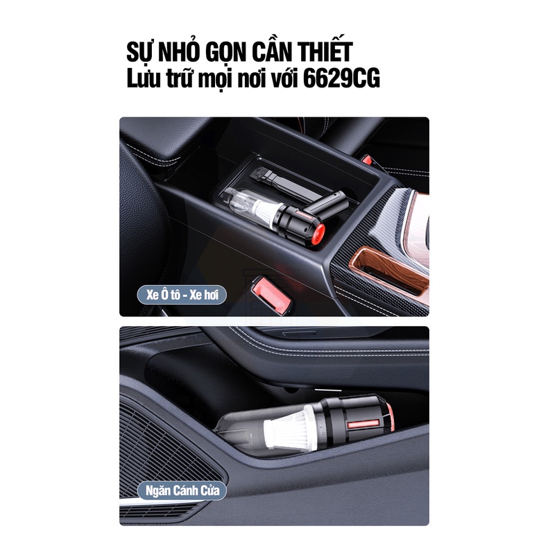 Máy hút bụi cầm tay không dây 6629CG thế hệ mới, sạc USB với DOCK tiện lợi,nhỏ gọn mini nhẹ nhàng, HÚT&THỔI 2 trong 1