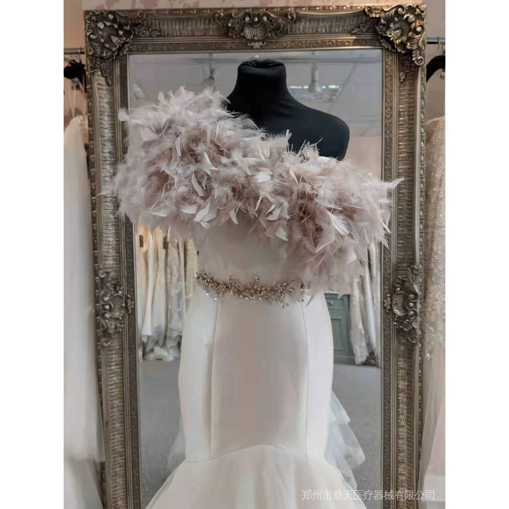 Lông vũ Thổ nhĩ kỳ tự nhiên dây ruy băng nhiều màu loại 10-15cm trang trí váy cưới trang phục thời trang