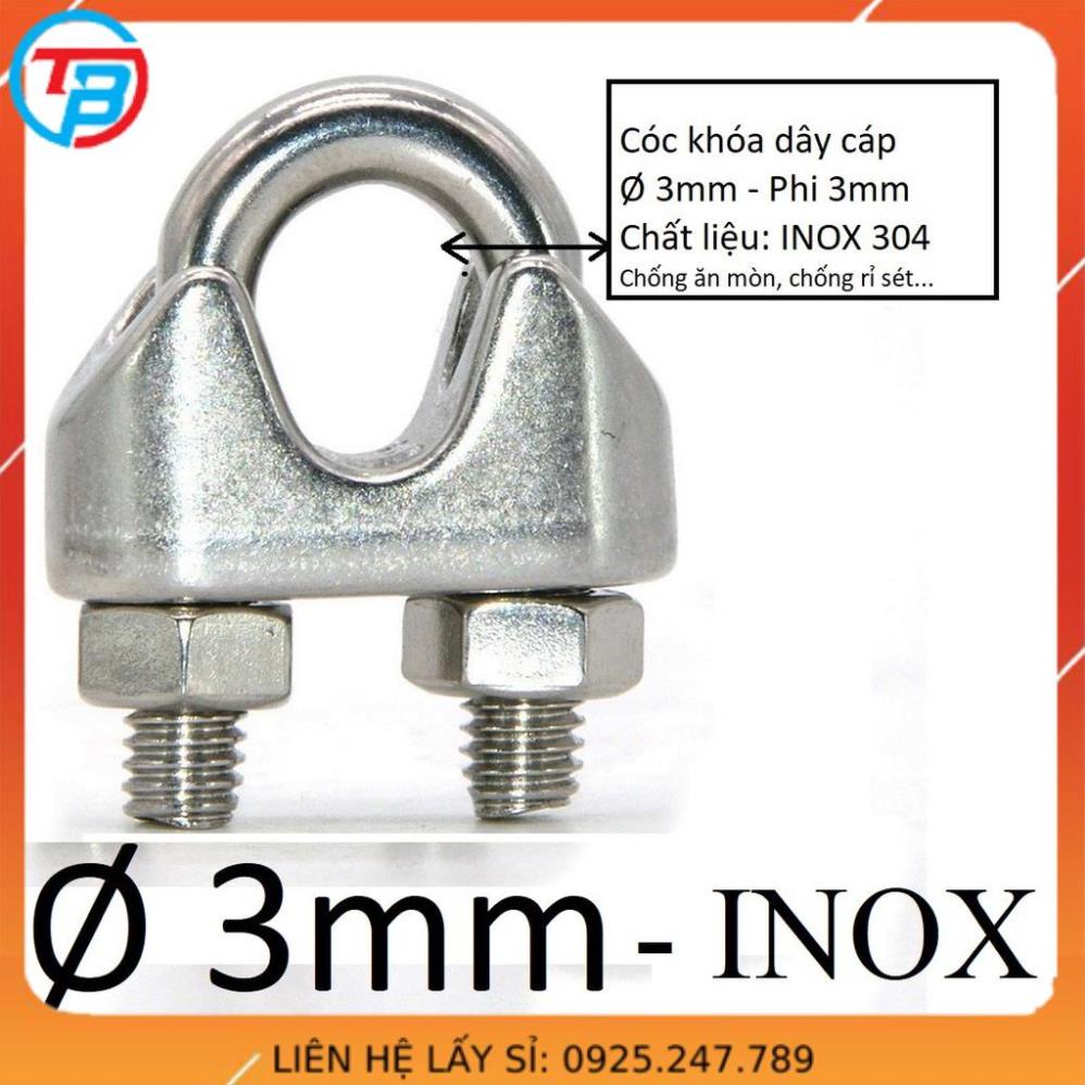 Cóc khóa cáp Phi [ 3mm ] INOX - Cáp Thép Thái Bình Vina