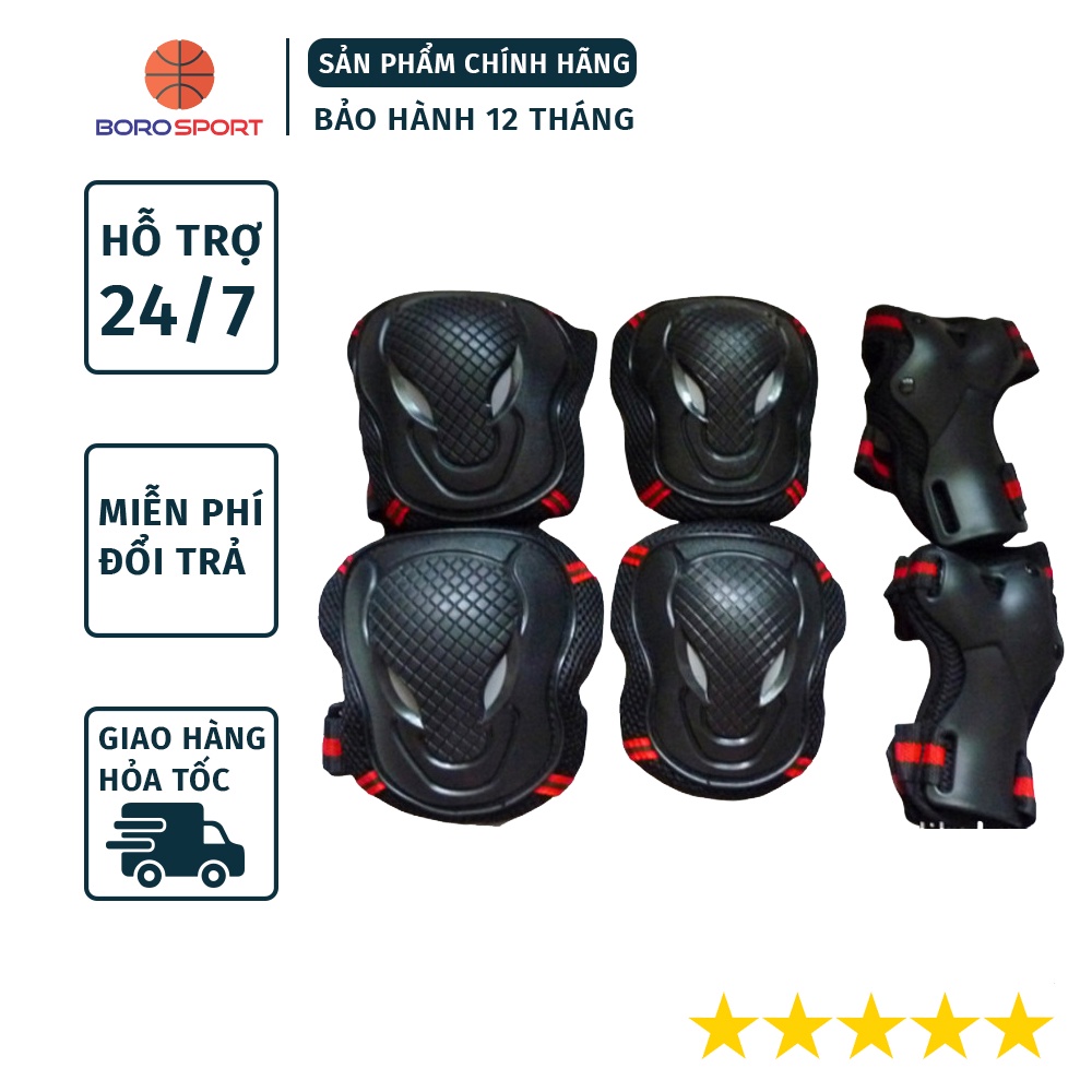 Bộ Giáp Bảo Hộ Gồm 3 Món Bảo Hộ Tay, Gối và Khuỷu Tay Bảo vệ An Toàn Trượt Patin, Bảo Hộ Xe Đạp, Trượt Ván - BORO SPORT