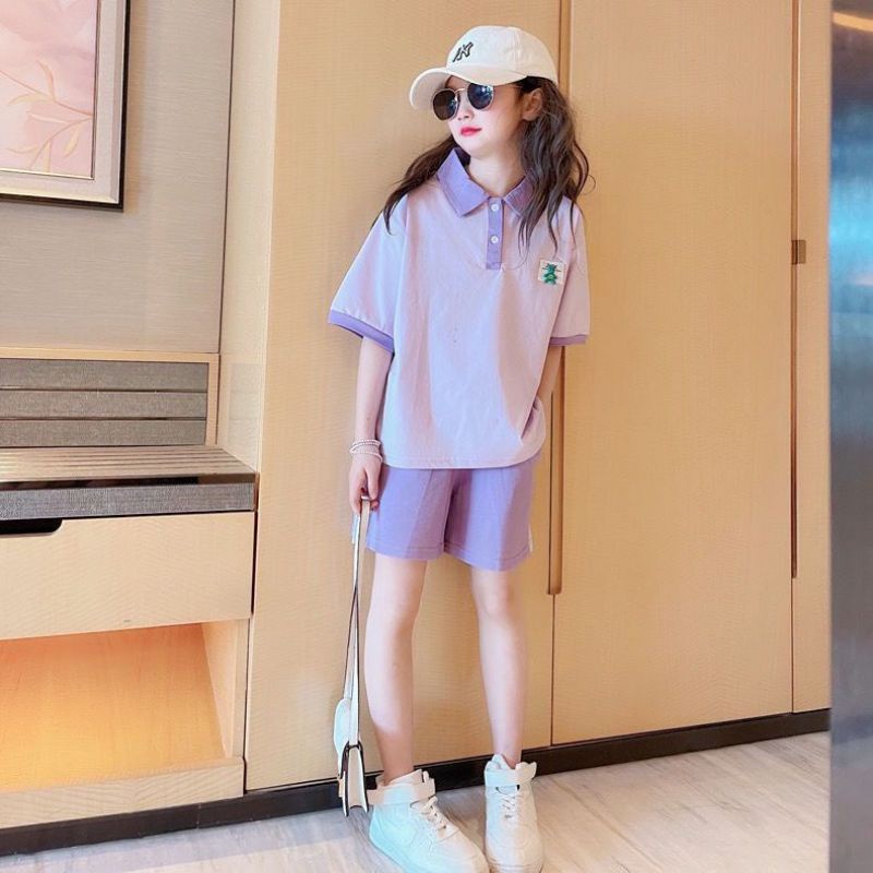 Bộ cotton cổ polo bé gái 90-170