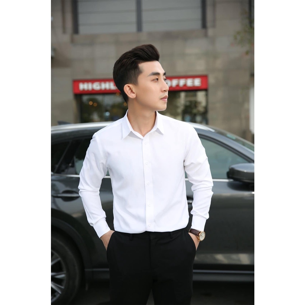 Áo Sơ Mi Nam Dài Tay PIDOHOME - Vải Chéo Lụa Mềm Mịn Chất Lượng Chuẩn Form - TABI SHOP