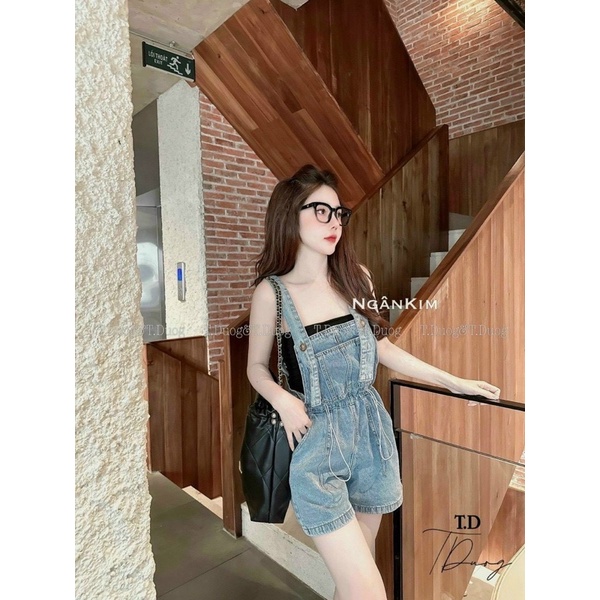 Quần Yếm Đũi Jean Phối Nút Rút Dây Eo Mã GNTK06