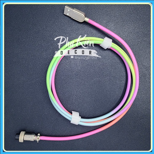 Dây Cáp Type C Cho Bàn Phím Cơ, Nhiều Màu RGB Phát Sáng, Dây Custom Lò Xo