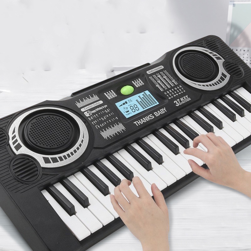 Đàn piano điện tử 61 phím cho bé, thiết kế đầy đủ tính năng, đi kèm micro và dây nguồn