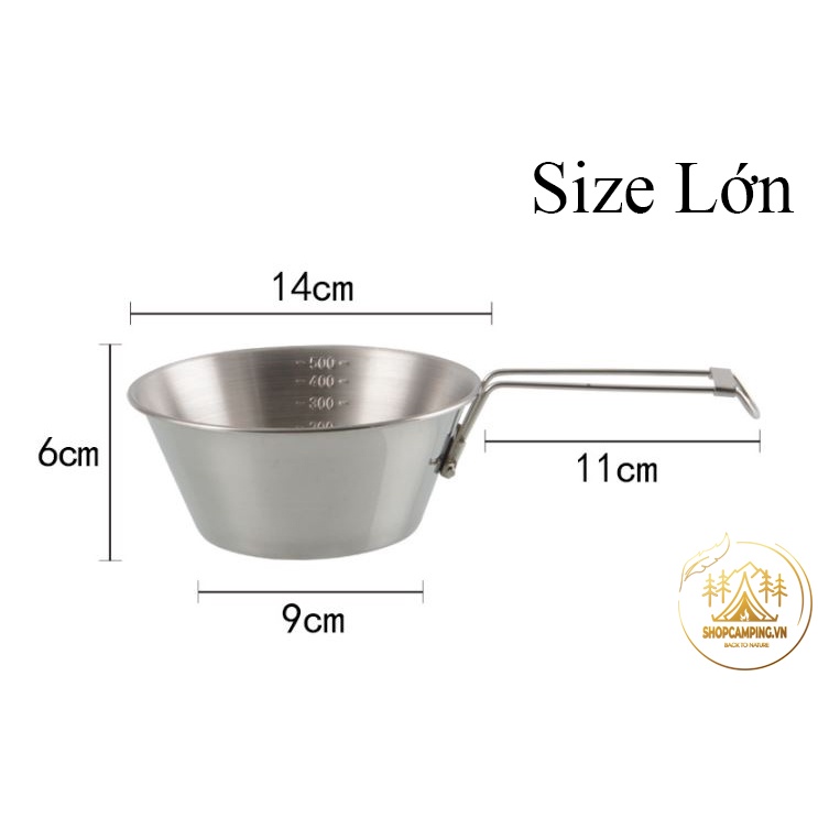Chén inox gấp gọn, bát inox 304 có tay cầm, bát ăn dã ngoại, phượt, du lịch, cắm trại - Camping VietNam