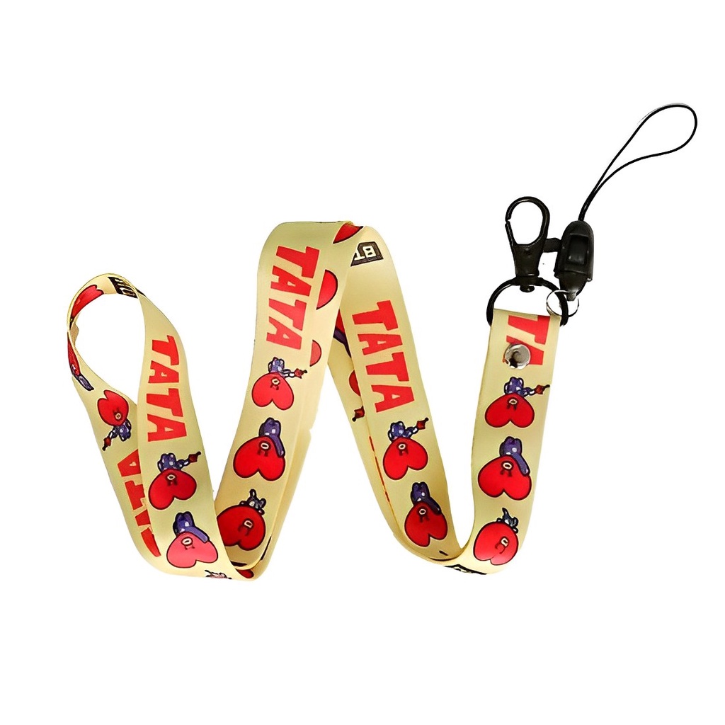 Dây đeo điện thoại in hình TATA, COOKY, CHIMMY BTS dây đeo thẻ học sinh sinh viên thẻ ID móc treo chìa khoá
