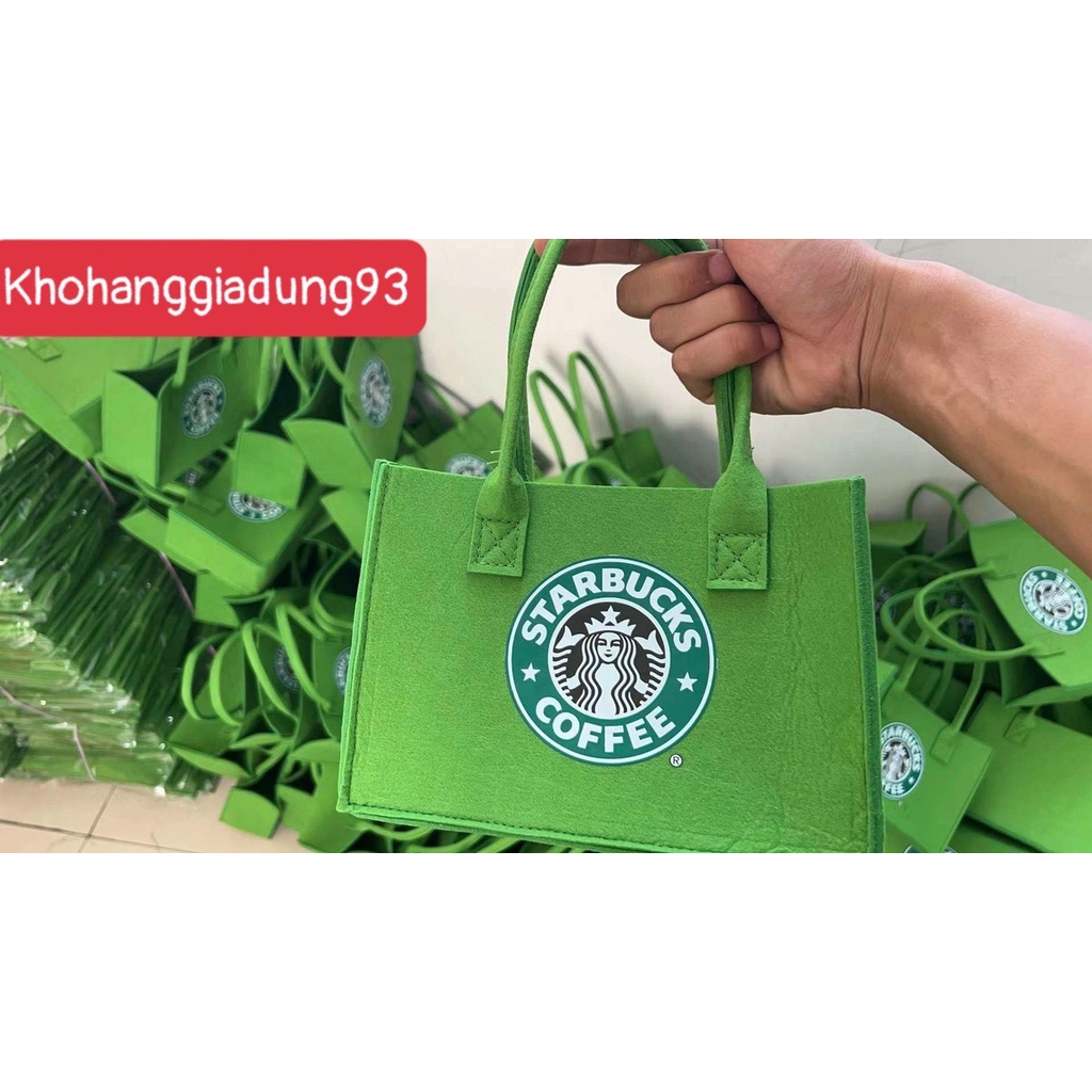 Túi xốp nỉ Starbucks đi du lịch🍀FREESHIP🍀Túi nỉ cầm tay Starbucks đựng đồ thoải mái tiện lợi phong cách hàn quốc