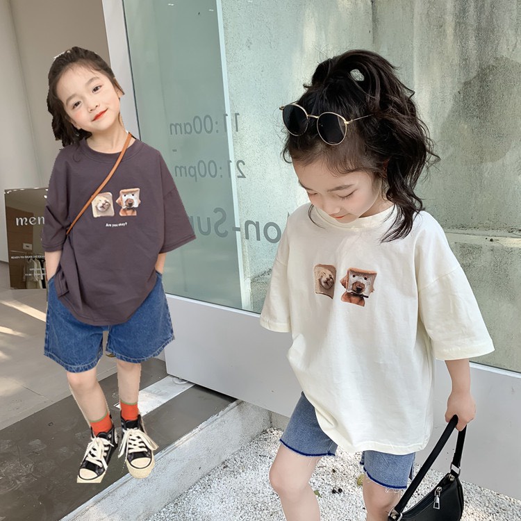 Áo thun T-shirt unisex in hình form rộng trẻ em