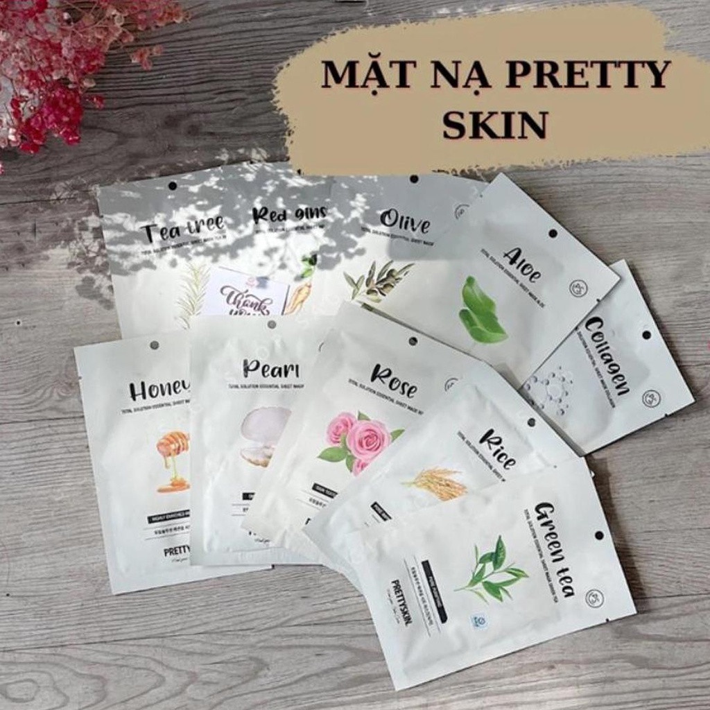 Combo 5 Mặt Nạ Tinh Chất Olive Dưỡng Ẩm, Chỗng Lão Hoá Prettyskin Total Solution Essential Sheet Mask 23ml x5 - OLIVE