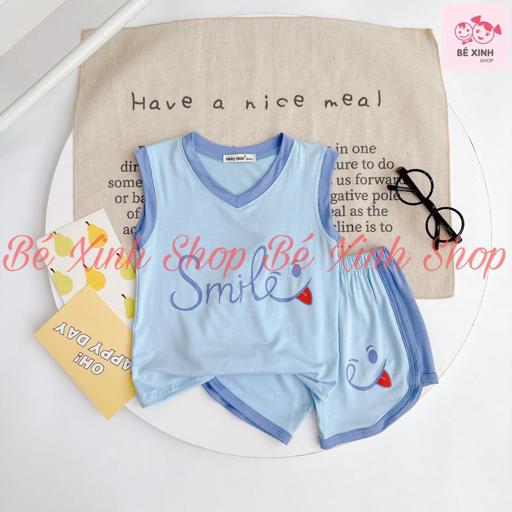 Đồ Bộ Áo Quần Ba Lỗ Cho Bé Trai Bé Gái Minky Mom  Bộ Sát Nách Thun Lạnh Ba Lỗ Cho Trẻ Em Trai Gái BA LỖ SMILE