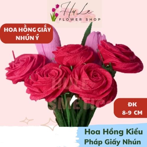 Hoa giấy Handmade Hoa hồng làm từ giấy nhún Ý Siêu Xinh To Đẹp hule