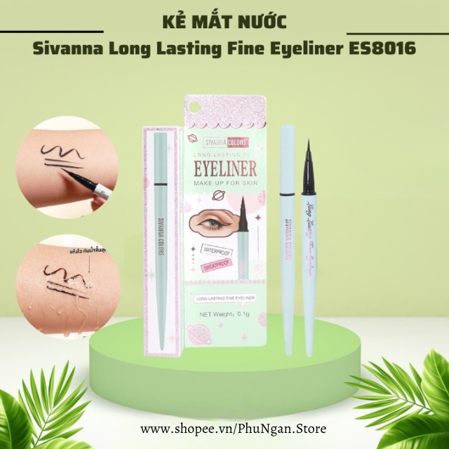 Kẻ mắt Sivanna Make Silky Eyeliner HF9014/Long Lasting ES8016 Thái Lan nét mảnh, lâu trôi