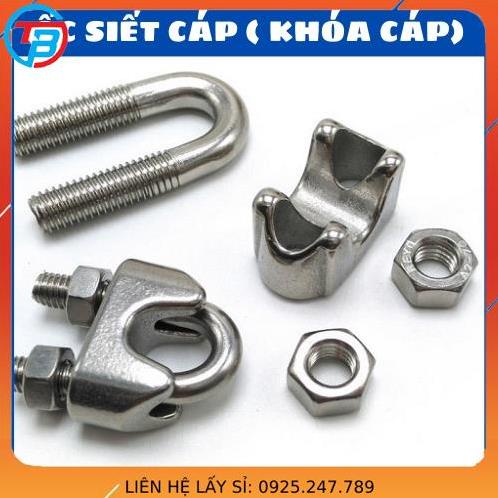 Ốc siết cáp INOX 304 - khóa cáp - cóc kẹp cáp - size 2mm, 4mm, 5mm, 6mm, 8mm, 10mm - Cáp Thép Thái Bình