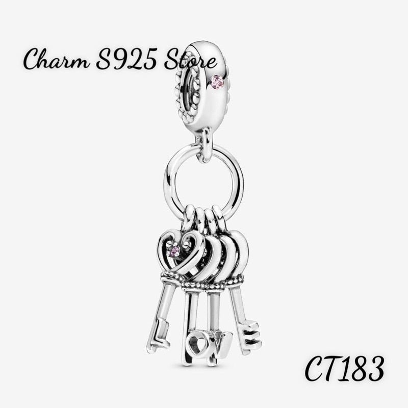 CHARM PAN ALE TREO CHÙM CHÌA KHOÁ CHỮ LOVE BẠC S925 THUẦN KHIẾT HÀNG CAO CẤP