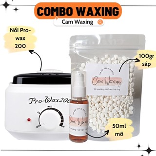 Combo 100gr sáp wax nóng nhập khẩu nồi nấu sáp pro-wax200 và 50ml mỡ trăn tặng que wax