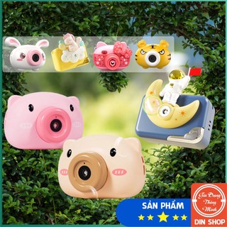 Máy Ảnh Thổi Bong Bóng Phát Nhạc 👑HEO CUTE👑 Máy Ảnh Thổi Bóng Tự Động Kèm Xà Phòng, Đồ Chơi Ngoài Trời Có Đèn Cho Bé