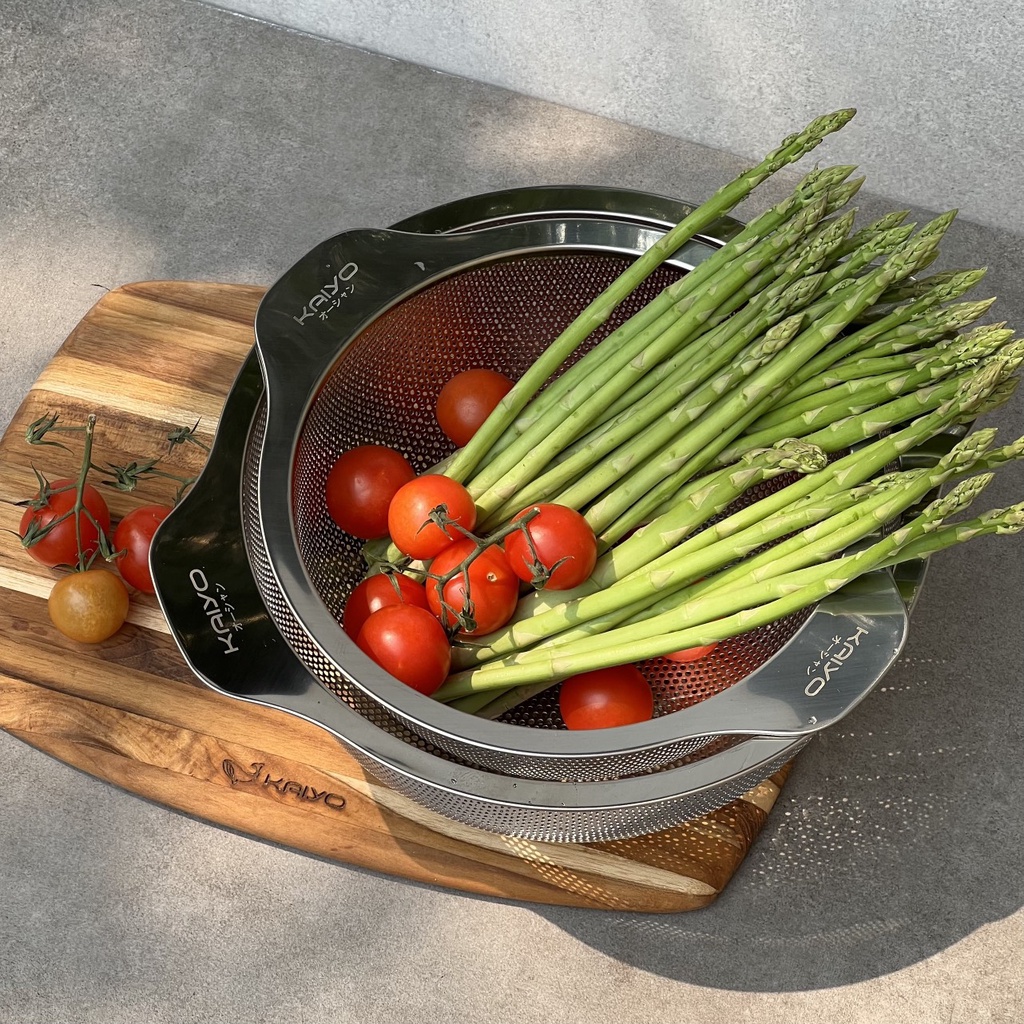 Bộ tô kèm rổ inox cao cấp Kaiyo Nhật Bản size 20 24cm hàng chính hãng