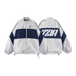 Áo khoác dù nam nữ 2 lớp, áo khoác dù unisex màu xanh trắng, áo khoác dù 7zia, áo khoác dù form rộng