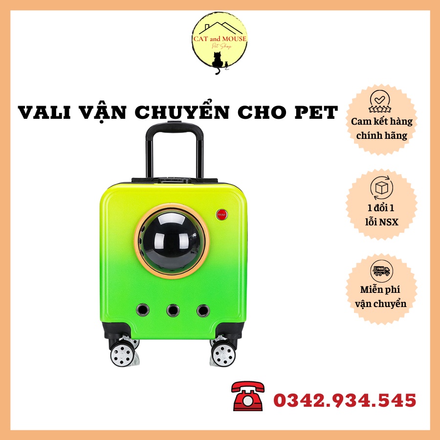 ( Có sẵn màu hồng,vàng,xanh lá ) Vali vận chuyển thú cưng cao cấp, túi vận chuyển chó mèo có bánh xe di chuyển tiện lợi