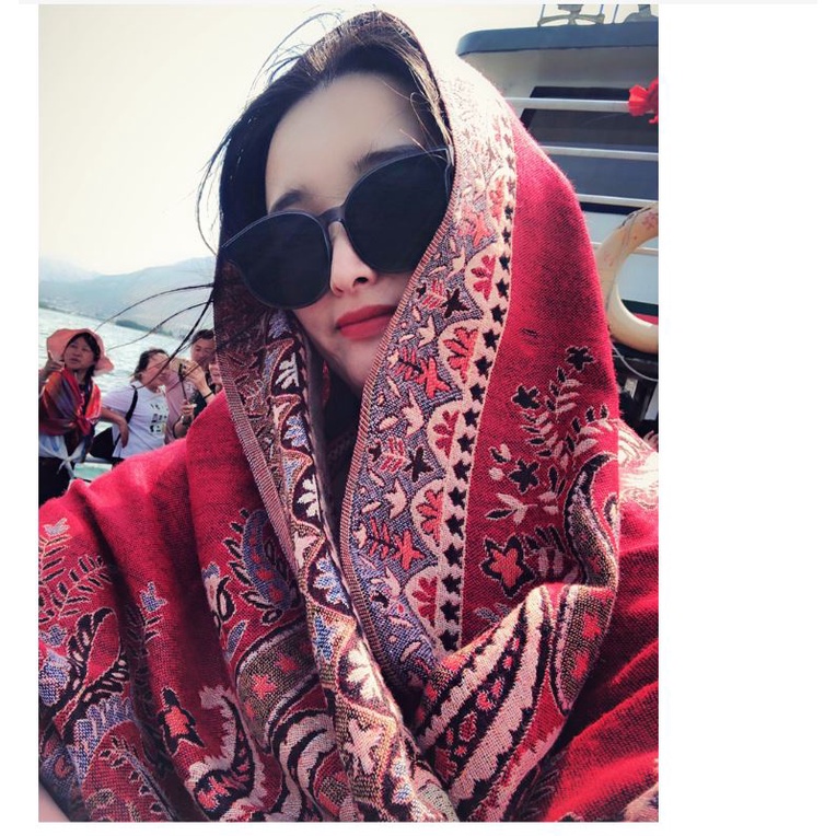 Khăn choàng boho thổ cẩm dệt hai mặt phong cách dân tộc du lịch chống nắng chụp hình đa năng PA0012 The Collar Box