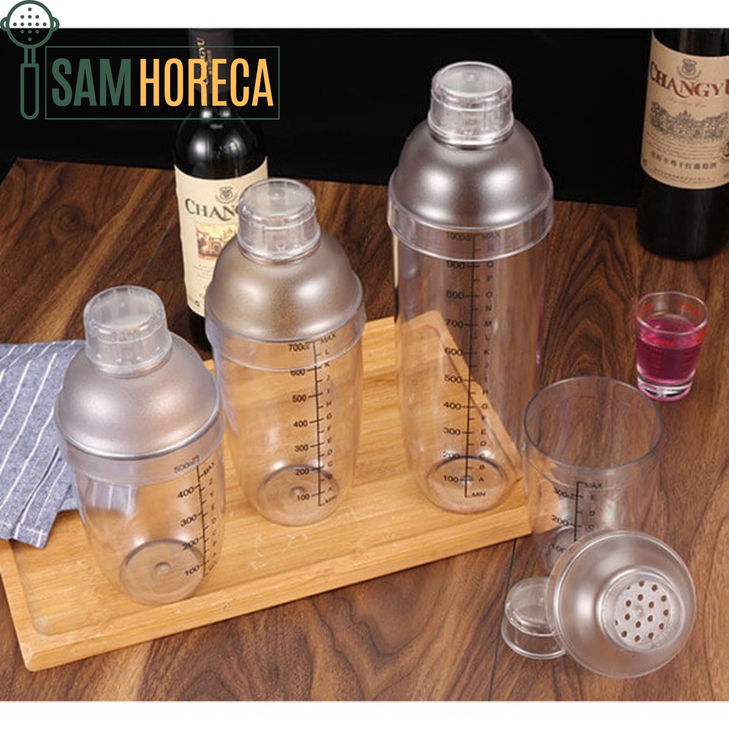 Bình Lắc Shaker Pha Chế Nhựa Chia Vạch Đen Hàng Cao Cấp   - Sam Horeca