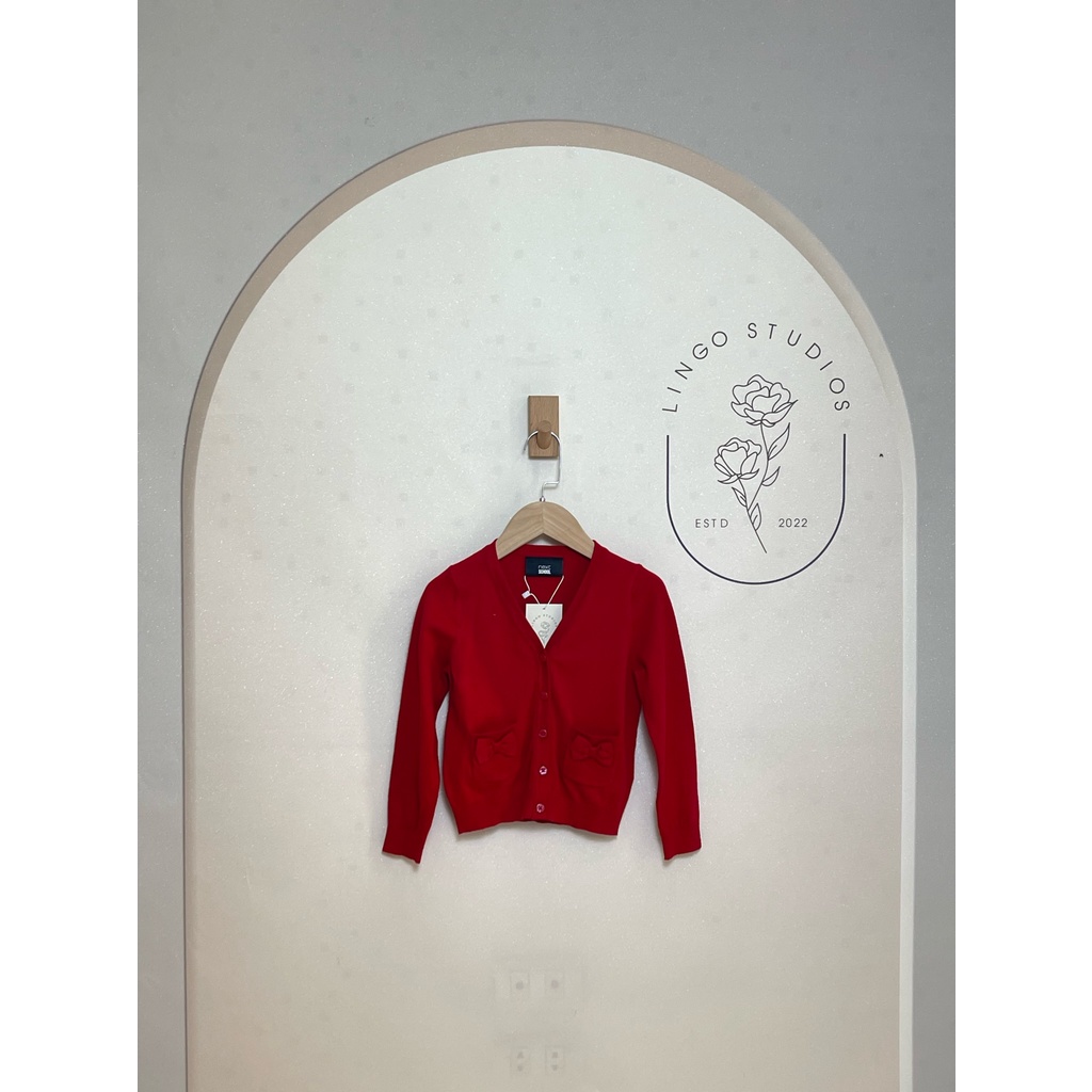 K67 Áo khoác len mỏng NEXT Hàng hiệu chính hãng thời trang trẻ em màu đỏ size 4Y Secondhand thanh lý ký gửi