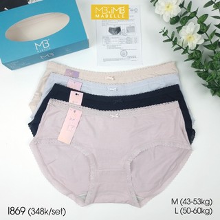 Quần lót nữ MB i869 cotton kháng khuẩn cao cấp cạp vừa phối ren ống 4 màu đủ size