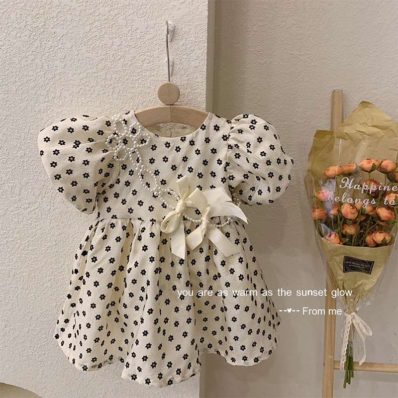 Đầm Công Chúa Mùa Hè 2022 Tay Phồng In Họa Tiết Hoa Phong Cách Hàn Quốc Cho Bé Gái