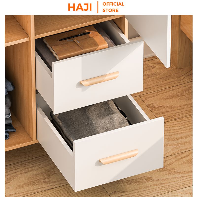 Tủ quần áo gỗ HAJI cánh mở kết hợp ngăn tủ kéo lưu trữ - A264