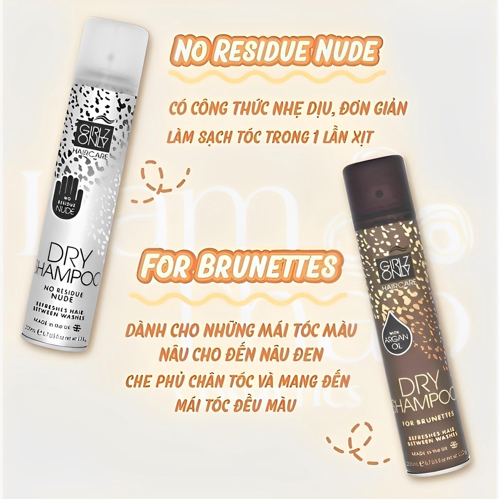 Dầu Gội Khô Girlz Only Xịt Tóc Gội Đầu Khô Dry Shampoo Không Bết Sạch Dầu Bồng Bềnh 200ml / Chai | BigBuy360 - bigbuy360.vn