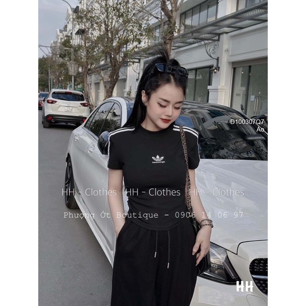 Áo thun zip phối viền sọc!croptop chuẩn dáng hàng sẵn giao ngay