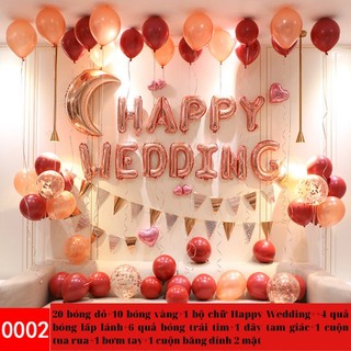 Set Bóng Trang Trí Phòng Cưới, Bóng Bay Trang Trí giường Cưới tân hôn