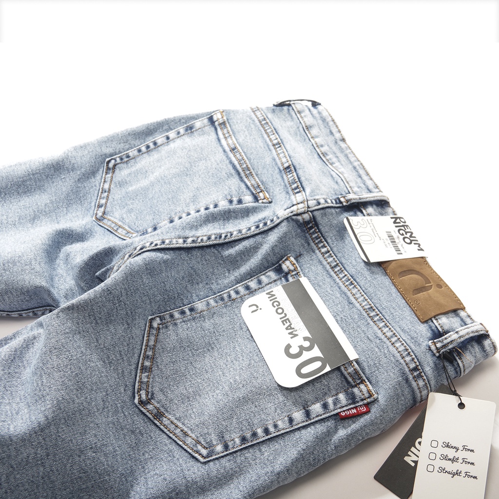 Quần jean nam skinny tape lighblue QJ05 Nigo ống ôm màu xanh sáng co giãn cao cấp