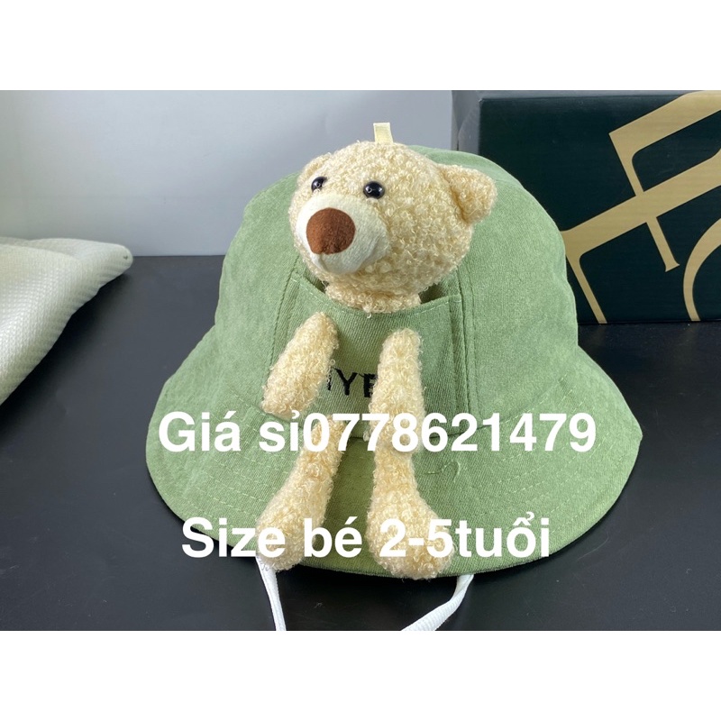 Nón bo dành cho bé 2 tuổi đến 5 tuổi - mũ tai bèo chất nhung con gấu thời trang trẻ