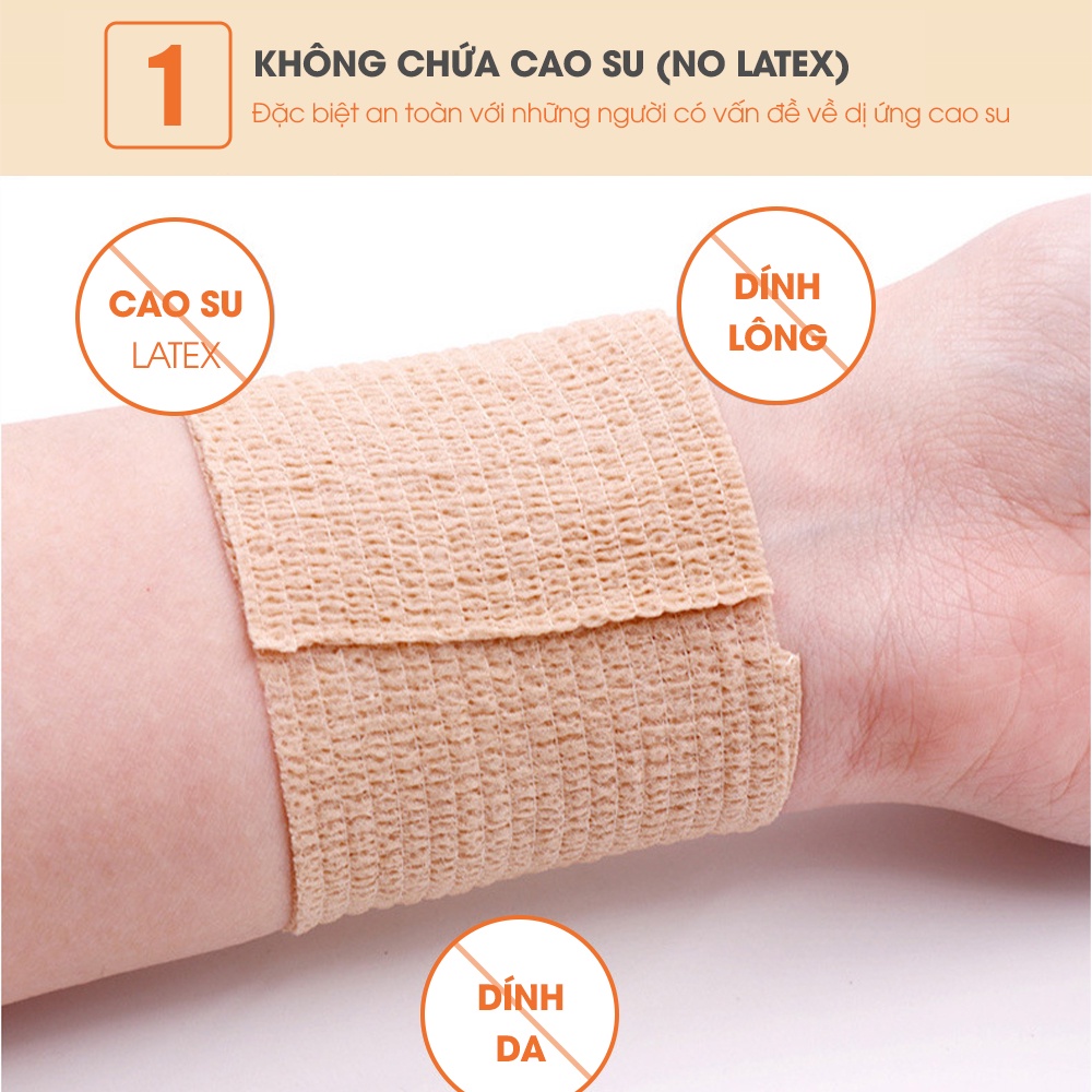 Băng thể thao đàn hồi GOTAPE thành phần không chứa cao su, không gây dị ứng, dùng được cho vết thương hở, y tế