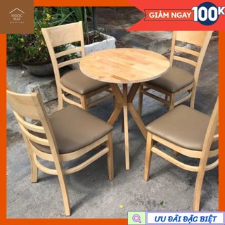 Bàn cà phê gỗ tự nhiên hình tròn, bàn cà phê gỗ cao - bảo hành 12 tháng