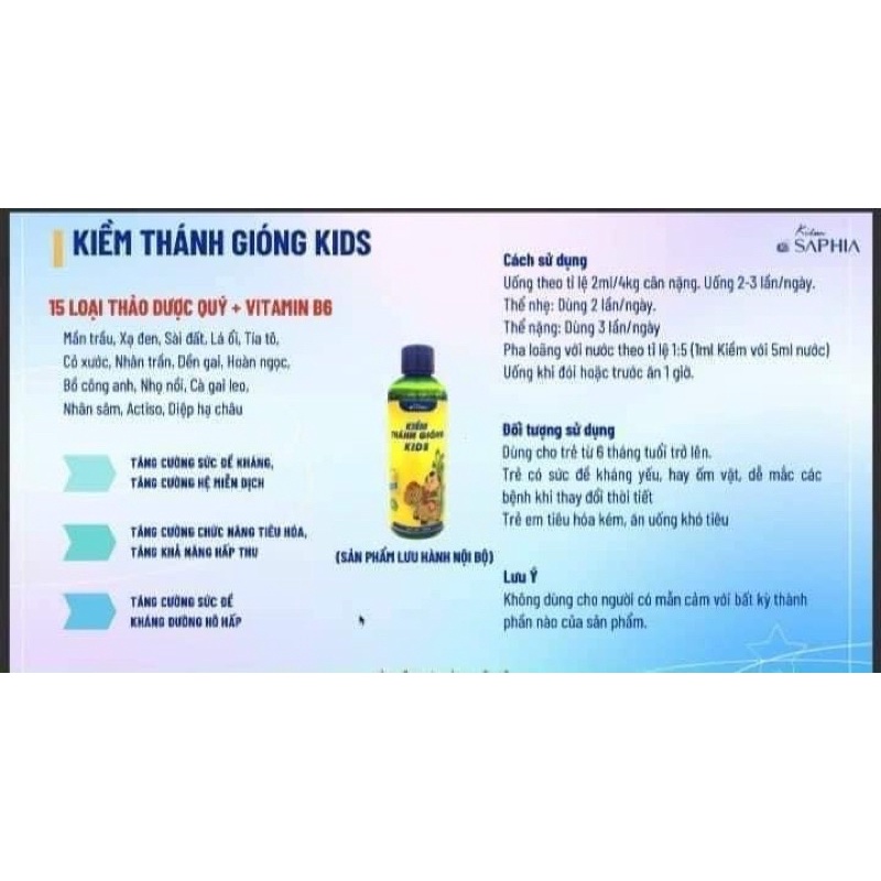 Nước Kiềm Thánh Giống kid - Nước Kiềm saphia trẻ em 100ml