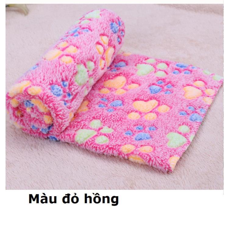 Chăn mền chó mèo bằng vải nhung ấm áp (3 màu) in hình dấu chân
