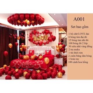 [ TẶNG QUÀ ] Set bóng trang trí sự kiện   A001 ( TẶNG BƠM+ BĂNG KEO + RUY BĂNG )