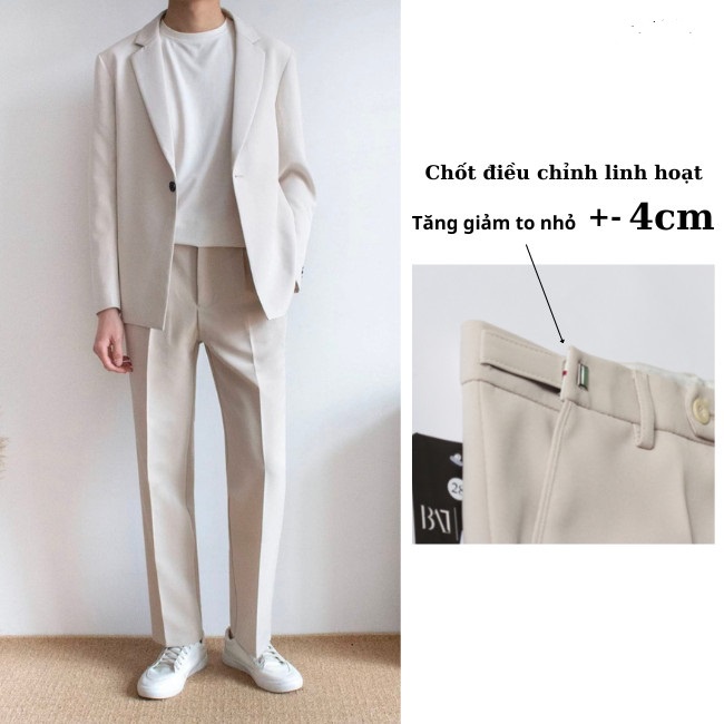 Quần âu nam tăng chỉnh cạp dáng Baggy JONATO, Quần tây nam phóng cách trẻ trung