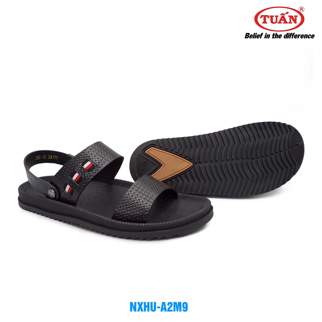 Sandal da nam - xăng đan nam thời trang quai da tự nhiên đế cao su mặt đúc thương hiệu Tuấn NXHU-2M9