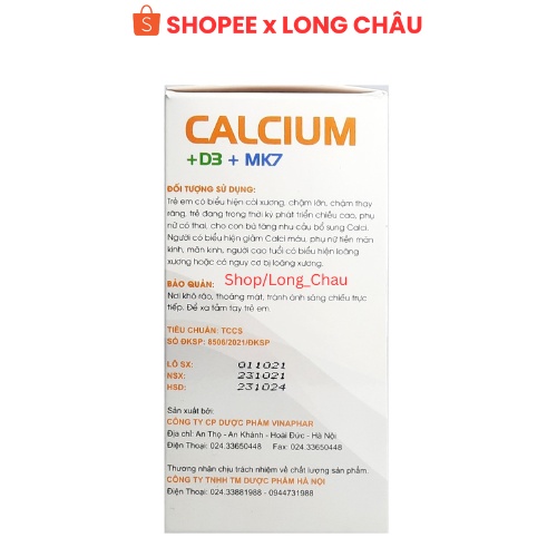 Viên uống Calcium D3 MK7 – Hộp 100 viên