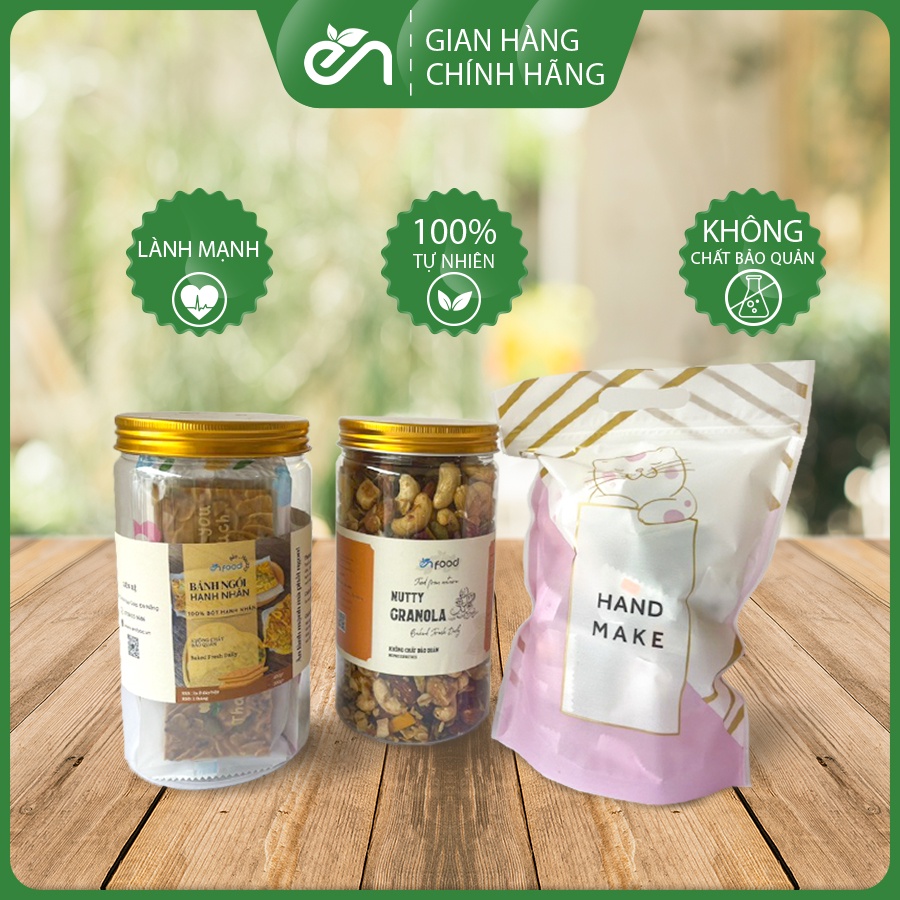 Combo siêu hời 3: 1 Granola Siêu hạt 500gr + 1 Bánh ngói hạnh nhân 200Gr + 250gr kẹo Nougat Hạnh phúc