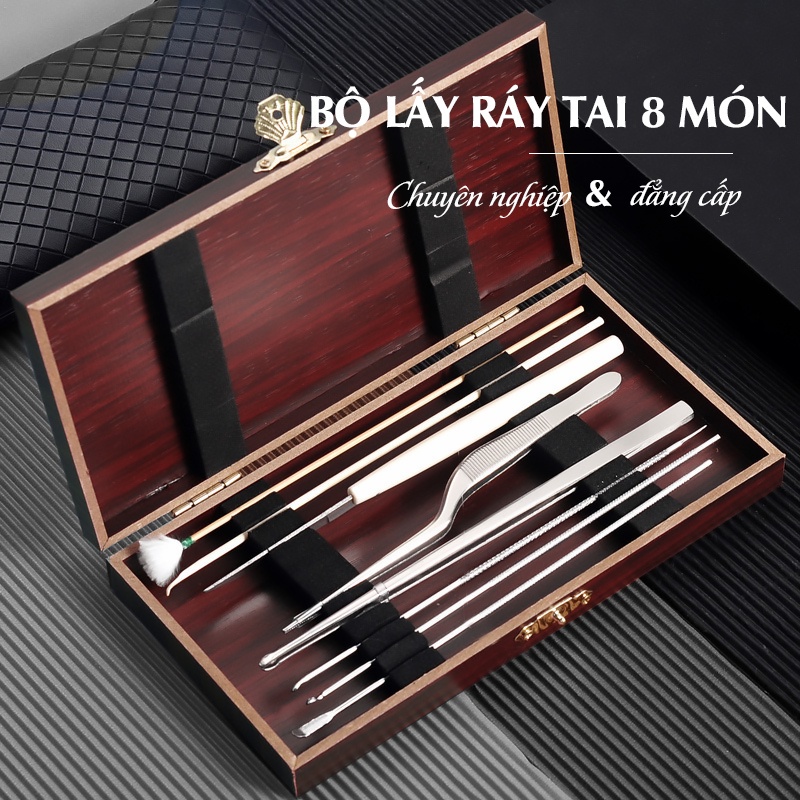 Bộ Lấy Ráy Tai Đa Năng 8 Món Chuyên Dụng Cho Salon - Bộ Ngoáy Ráy Tai 6 Món Thép Không Gỉ An Toàn Cho Cả Gia Đình