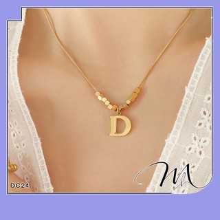 Dây chuyền nữ Titan mặt chữ cái hình lập phương - Măng’s House DC24